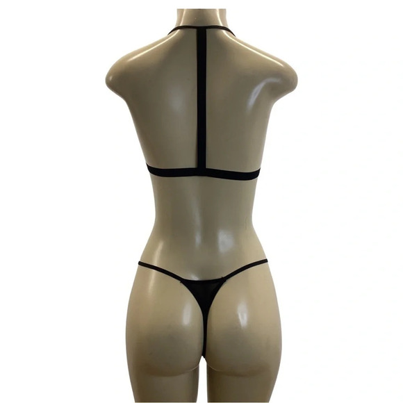 Black Lingerie Size S/M Mesh Top and Matching Thong. New Without Tags - Picture 3 of 5